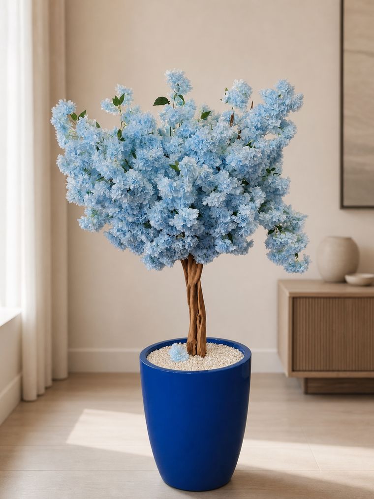 Blue blossom tree in cobalt planter