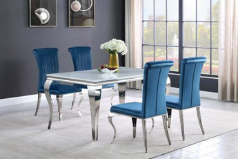 Betty Upholstered Side Chairs Teal And Chrome