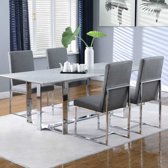 Annika Rectangular Glass Top Dining Table White And Chrome