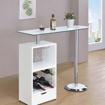 Koufax 1-Drawer Bar Table Glossy White