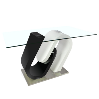 Mesa de Comedor Moderna Compacta T629, Diseño Bicolor Blanco y Negro