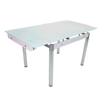 Mesa de Comedor Moderna con Vidrio Templado y Patas Cromadas Elegantes