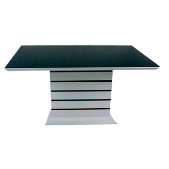 Mesa Comedor Moderna Cristal Templado 8mm MDF Brillante Acero Inoxidable