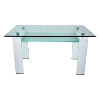 Mesa de Comedor DT49 Moderna con Cristal Templado 10mm y Patas MDF