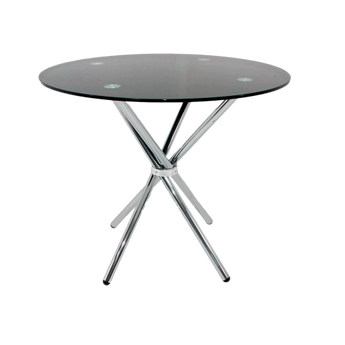 Mesa de Comedor DT12: Tapa Vidrio Esmerilado, Patas Cromadas, Estilo Versátil