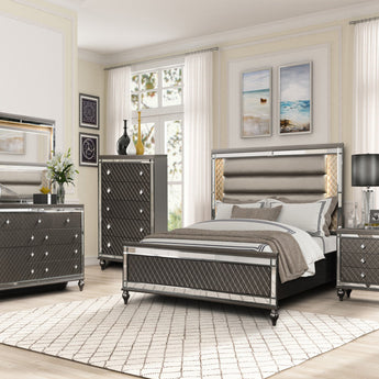 Mesita de Noche F1970 Moderna con Iluminación LED Integrada y Almacenamiento Elegante