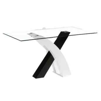 Mesa de Comedor Compacta T628 Moderna Negro/Blanco, Diseño Elegante Minimalista