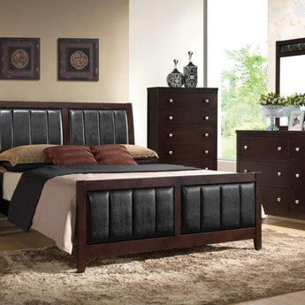 Carlton Eastern King Upholstered Bed Cappuccino And Black