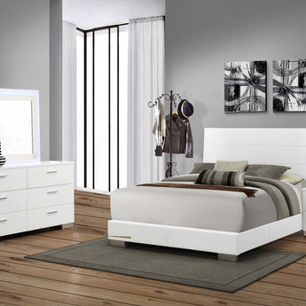 Felicity Eastern King Panel Bed Glossy White