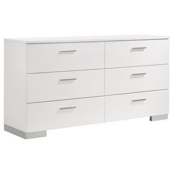 Felicity 6-Drawer Dresser Glossy White