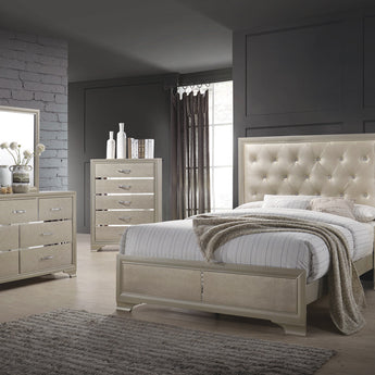 Beaumont Upholstered Eastern King Bed Champagne