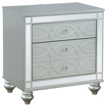 Gunnison 2-Drawer Nightstand Silver Metallic