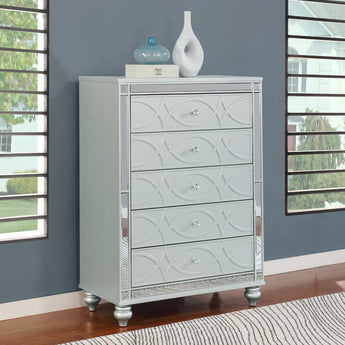 Gunnison 5-Drawer Chest Silver Metallic