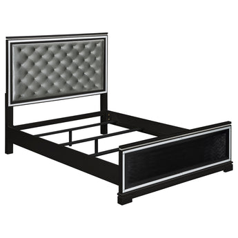 Cappola Upholstered Tufted King Bedroom Set Silver And Black 5-Piece