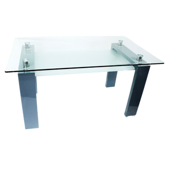 Mesa de Comedor DT49 Moderna con Cristal Templado 10mm y Patas MDF