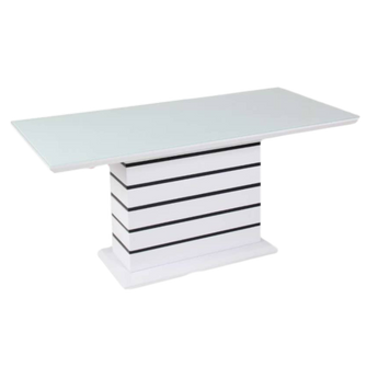 Mesa de Comedor Moderna N116 con Tapa MDF de Alto Brillo y Cristal Templado