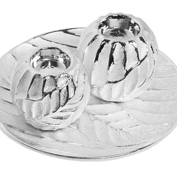 3pc Silver Tabletop Candle Holder Set