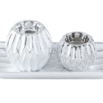 3pc Silver Tabletop Candle Holder Set