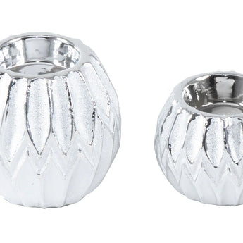 3pc Silver Tabletop Candle Holder Set