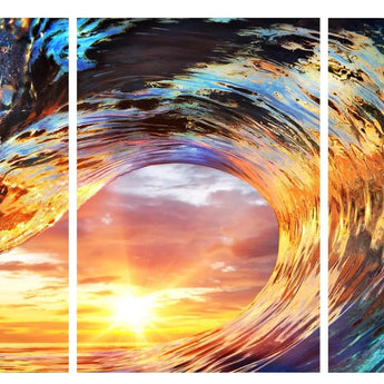 3pc Waves Glass Wall Art 24"x36"