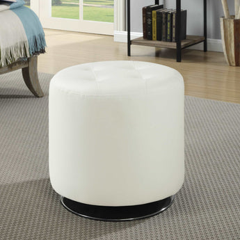 Bowman Round Upholstered Ottoman White