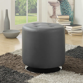 Bowman Round Upholstered Ottoman Grey