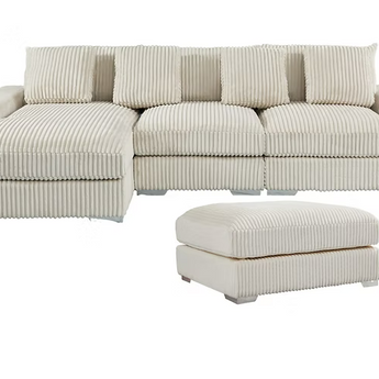 London Cream 3 Piece Sectional LAF Chaise