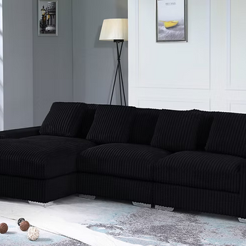 London Black 3 Piece Sectional LAF Chaise