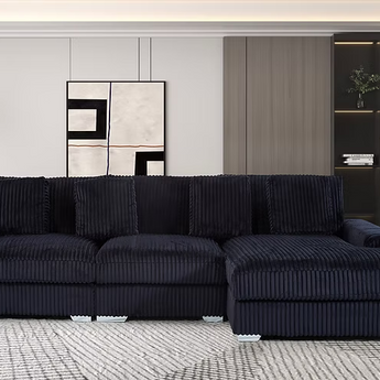 London Black 3 Piece Sectional RAF Chaise