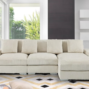 London Cream 3 Piece Sectional RAF Chaise