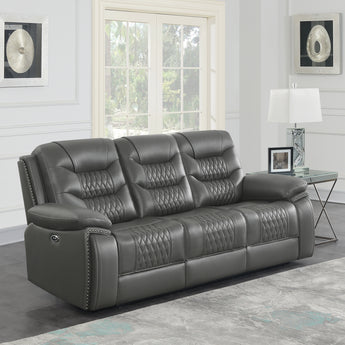 Flamenco Tufted Upholstered Power Sofa Charcoal - MartincFurniture