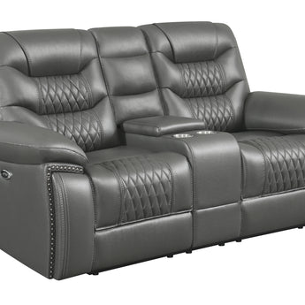 Flamenco Tufted Upholstered Power Loveseat With Console Charcoal