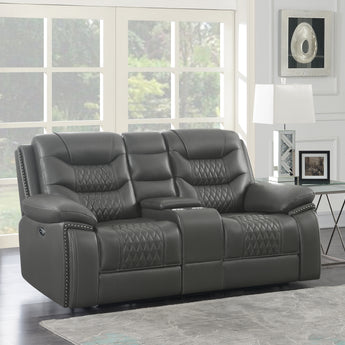 Flamenco Tufted Upholstered Power Loveseat With Console Charcoal