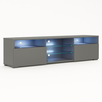 Moderno Mueble TV Alanis Gris Brillante con Iluminación LED Integrada