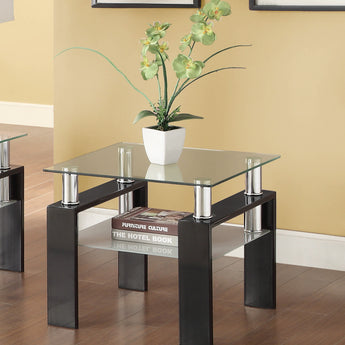 Dyer Tempered Glass End Table With Shelf Black