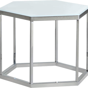 Contemporary White Tempered Glass & Stainless Steel Accent Table Coaster