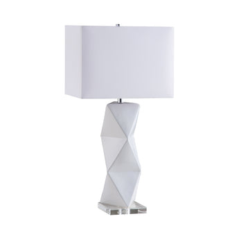 Camie Geometric Ceramic Base Table Lamp White