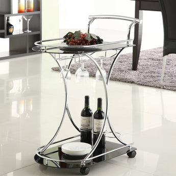 Elfman 2-Shelve Serving Cart Chrome And Black