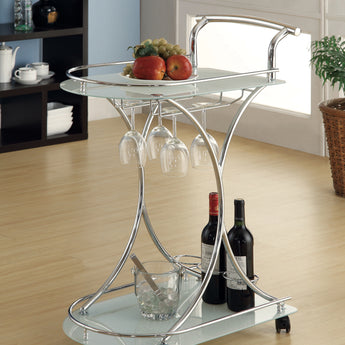 Elfman 2-Shelve Serving Cart Chrome And White