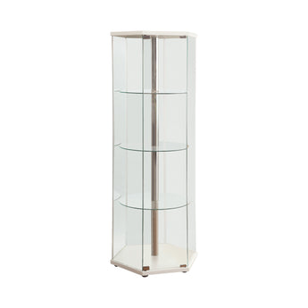 Zahavah 4-Shelf Hexagon Shaped Curio Cabinet White And Clear