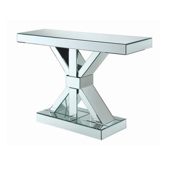 Lurlynn X-Shaped Base Console Table Clear Mirror