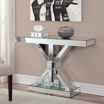 Lurlynn X-Shaped Base Console Table Clear Mirror