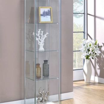 Bellatrix Rectangular 4-Shelf Curio Cabinet White And Clear