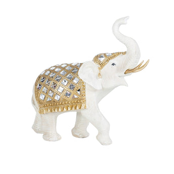 9" White/Gold Elephant Decor