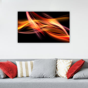 Arte de Pared de Vidrio Abstracto Naranja 152x91cm, Decoración Moderna Lujosa