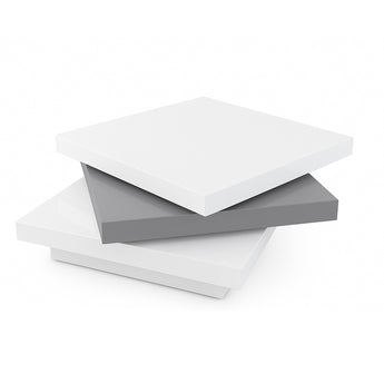 Mesa de Centro Giratoria Moderna Aria Lacado Blanco-Gris-Blanco Elegante Diseño Modular