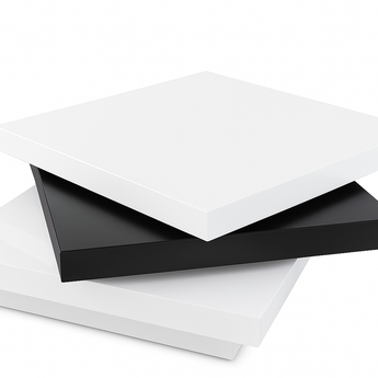 Mesa de Centro Giratoria Moderna Aria Lacado Blanco-Negro-Blanco Lujo Ajustable