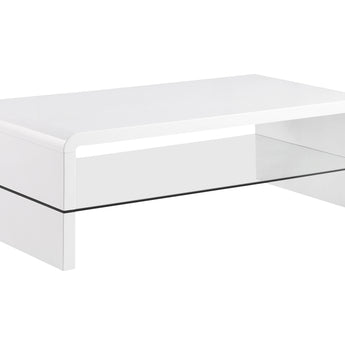 Airell Rectangular Coffee Table With Glass Shelf White High Gloss