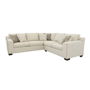 Aria L-Shaped Sectional With Nailhead Oatmeal