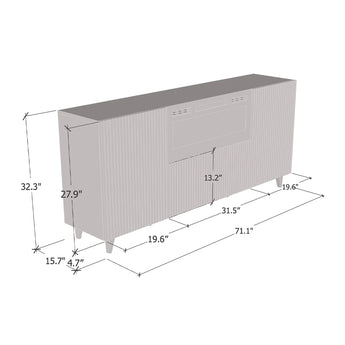 Aparador Moderno Buffet LED Puertas Lacadas Blancas UV Elegante Salón